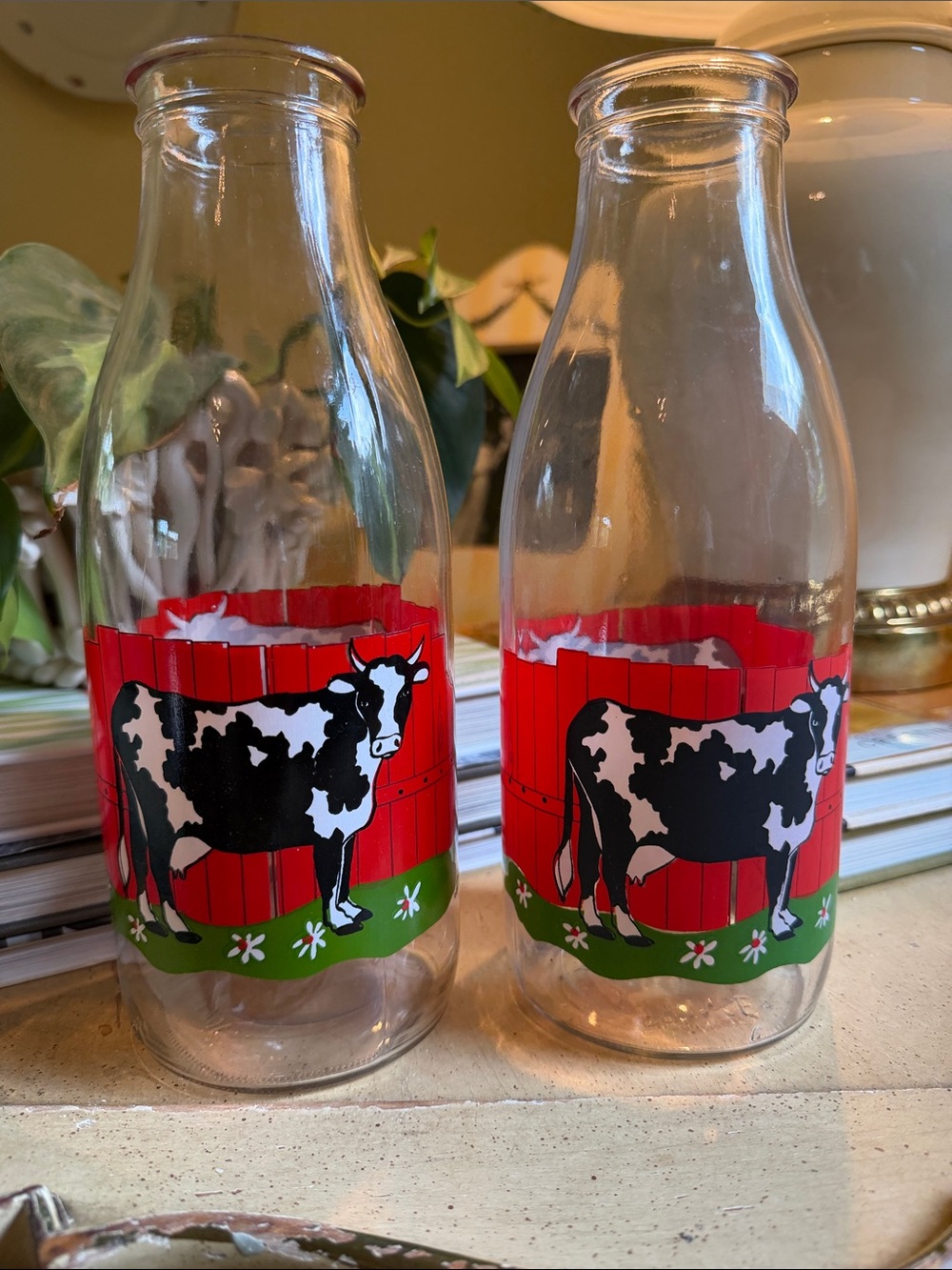 Vintage Le Parfait France Glass Milk Bottles. Pair of two .